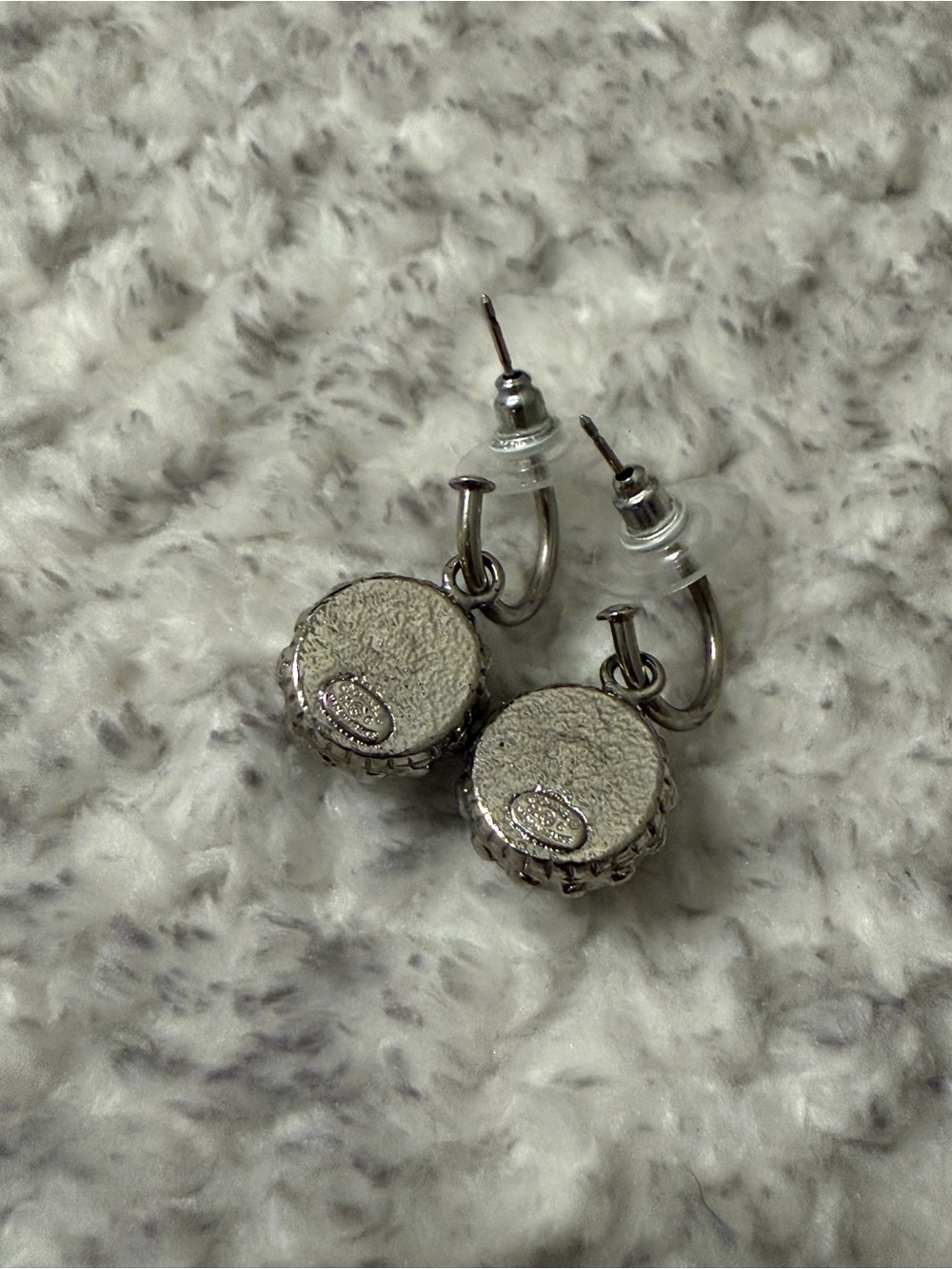Chanel CC Faux Pearl & Black Crystal Drop Hoop Earrings - Picture 4 of 8